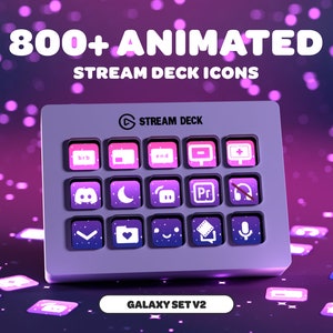 ANIMATED GALAXY V2 stream deck icons | Streamer | Twitch | Discord | Youtube | Streaming Assets | Sky | Pink | Purple