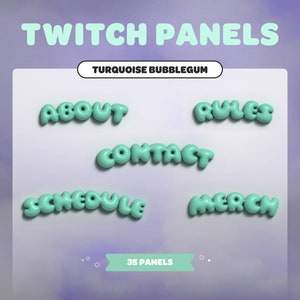 ターコイズ バブルガム TWITCH パネル |かわいいパステル |ストリーマー |ツイッチ |ストリーミングアセット