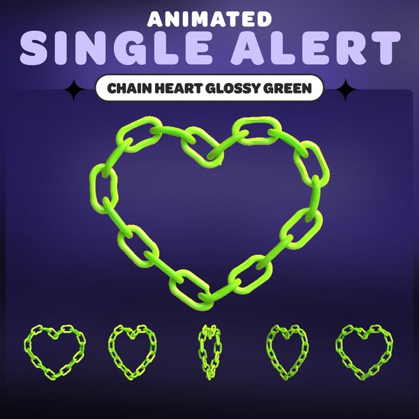 ANIMATED STREAM ALERT Chain Heart Y2K Glossy Green | Streamer | Twitch | Youtube | Streaming Assets