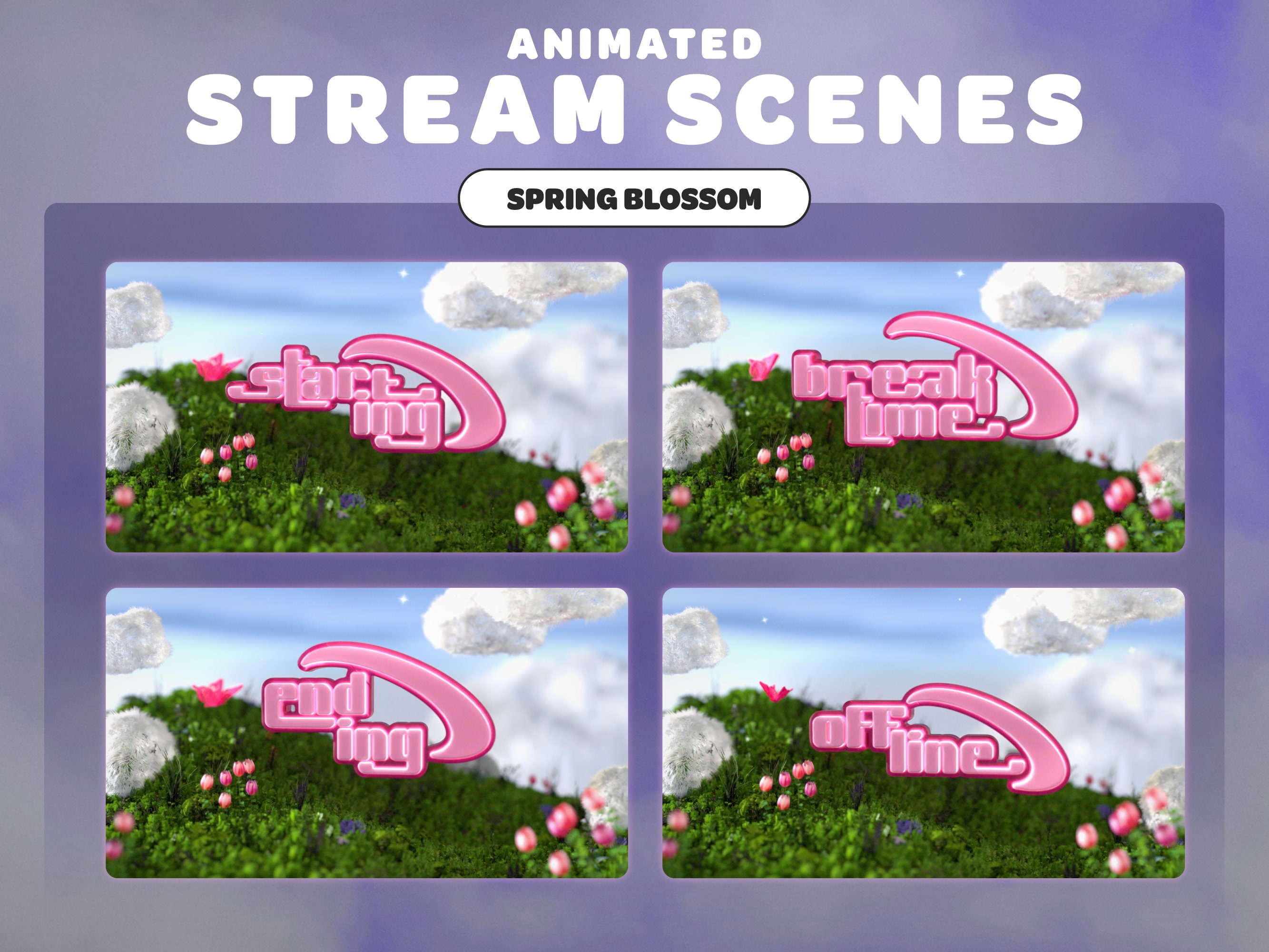 Spring Party Streamer ANIMATED STREAM SCENE Pack | Spring Blossom | Pink | Cute | 2000s Style ...