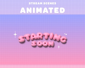 Cute Pink Bubblegum ANIMATED STREAM SCENE Pack | Pastel Pink | Streamer | Twitch | Kawaii | Stream Overlay