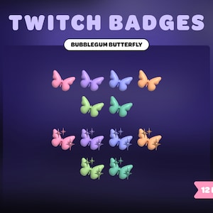 Butterfly TWITCH BADGES | Bubblegum Butterfly | Sub Badges | Bit Badges | Y2K