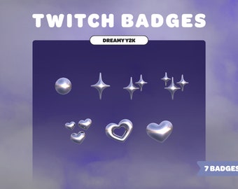 Dreamy Y2K TWITCH BADGES | Silver Grey | Sub Badges | Bit Badges | 2000s | 90s Style | Cute | 3D