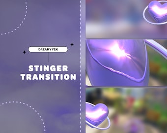 STINGER TRANSITION Rêveur Y2K | Violet | Transition de flux | Transition Twitch | Superposition de flux | Rêveur | Mignon | Minimal