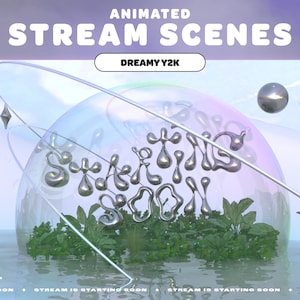 Pacchetto SCENE IN STREAM ANIMATO | Anno da sogno 2K | Grigio argento | Stile anni 2000 | Paesaggio da sogno | Stella filante | Contrazione | Sovrapposizione del flusso