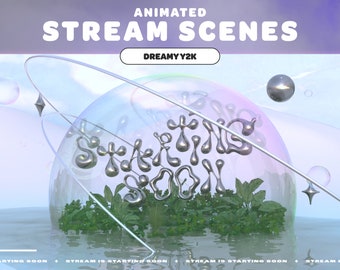 ANIMATED STREAM SCENE Pack | Dreamy Y2K | Silver Grey | 2000s Style | Dreamscape | Streamer | Twitch | Stream Overlay