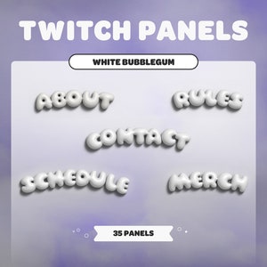 White Bubblegum TWITCH PANELS | Cute | Streamer | Twitch | Streaming Assets