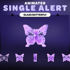 ANIMATED STREAM ALERT Purple Butterfly | Y2K | Stream Overlay | Twitch | Minimal
