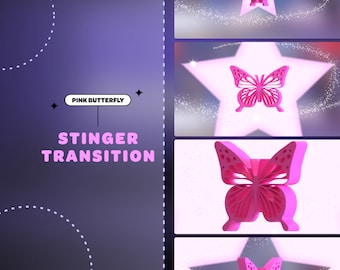 STINGER TRANSITION Pink Butterfly | Stream Transition | Twitch Transition | Stream Overlay | K-Pop | Stars