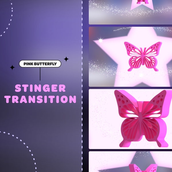 STINGER TRANSITION Pink Butterfly | Stream Transition | Twitch Transition | Stream Overlay | K-Pop | Stars