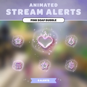 Animated STREAM ALERTS Pink Soap Bubble | Cute | Soft Pastel | Minimal | Streamer | Twitch | Stream Overlay