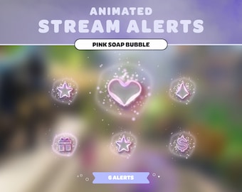 Animated STREAM ALERTS Pink Soap Bubble | Cute | Soft Pastel | Minimal | Streamer | Twitch | Stream Overlay