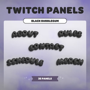 Black Bubblegum TWITCH PANELS | Cute | Streamer | Twitch | Streaming Assets