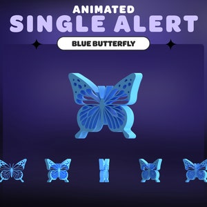 ANIMATED STREAM ALERT Blue Butterfly | Y2K | Stream Overlay | Twitch | Minimal