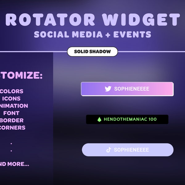 Customizable Event and Social Media Rotator Widget | For Twitch, Youtube and Facebook Streamers | Event Rotator | Social Media Rotator