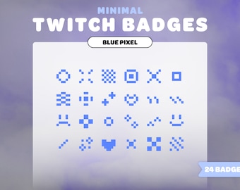 Minimal Pixel TWITCH BADGES | Y2K | Blue | Sub Badges | Bit Badges | Pixel Art