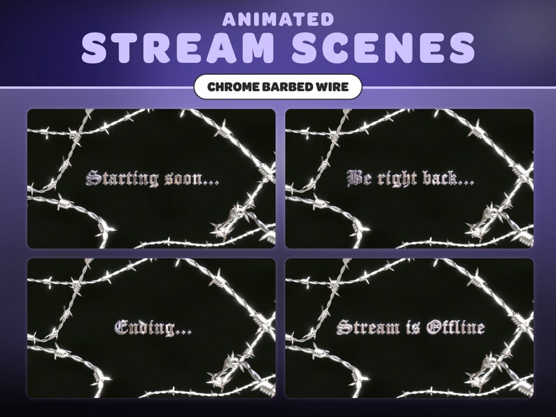 ANIMATED STREAM SCENE Pack | Chrome Barbed Wire | Y2K | Chrome | 2000s ...