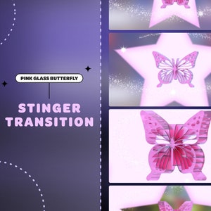STINGER TRANSITION Glass Butterfly | Pastel Pink | Stream Transition | Twitch Transition | Stream Overlay | K-Pop | Stars