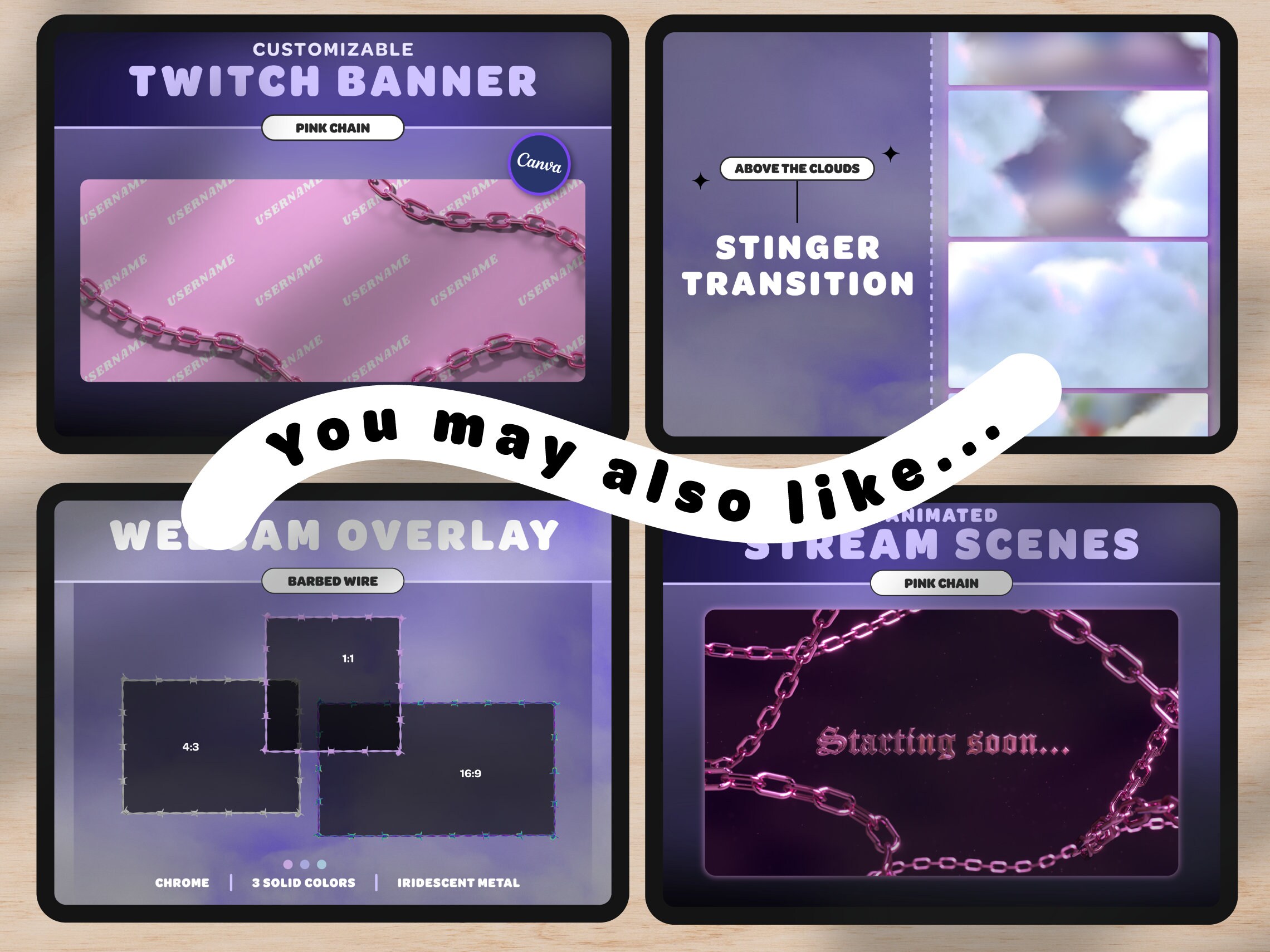 Overlay Chain Box Pink Chain WEBCAM OVERLAY | Stream Overlay | Twitch | Discord | Youtube ...