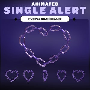 ANIMATED STREAM ALERT Purple Chain Heart Y2K | Streamer | Twitch | Youtube | Streaming Assets