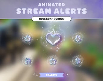 Animated STREAM ALERTS Blue Purple Soap Bubble | Cute | Soft Pastel | Minimal | Streamer | Twitch | Stream Overlay
