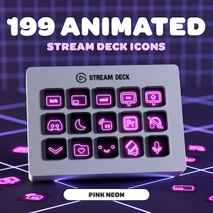 ANIMATED PINK NEON stream deck icons | Streamer | Twitch | Discord | Youtube | Streaming Assets | Cyberpunk | Pink