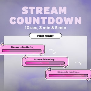 Stream Countdown Timer | Pink Stars | Streamer | Twitch | Discord | Youtube | Streaming Assets | Cute | Kawaii