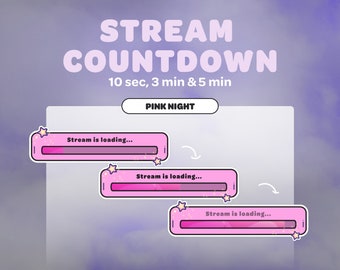 Stream Countdown Timer | Pink Stars | Streamer | Twitch | Discord | Youtube | Streaming Assets | Cute | Kawaii
