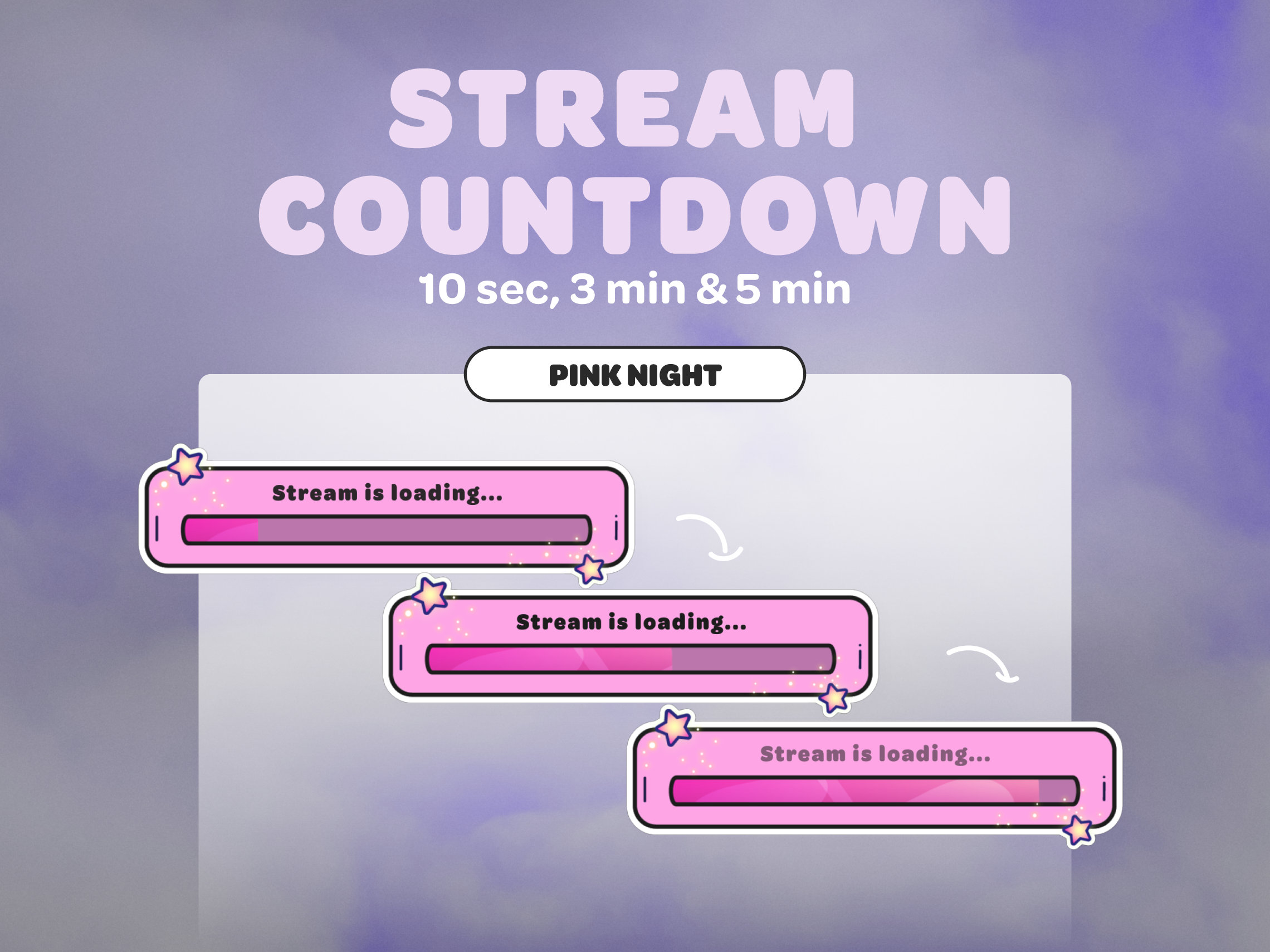 Stream Countdown Timer | Pink Stars | Streamer | Twitch | Discord | Youtube | Streaming Assets | Cute | Kawaii