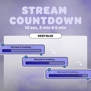 Stream Countdown Timer | Deep Blue Stars | Streamer | Twitch | Discord | Youtube | Streaming Assets | Cute | Kawaii
