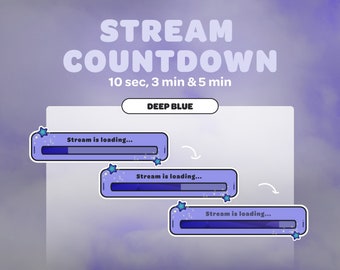 Stream Countdown Timer | Deep Blue Stars | Streamer | Twitch | Discord | Youtube | Streaming Assets | Cute | Kawaii