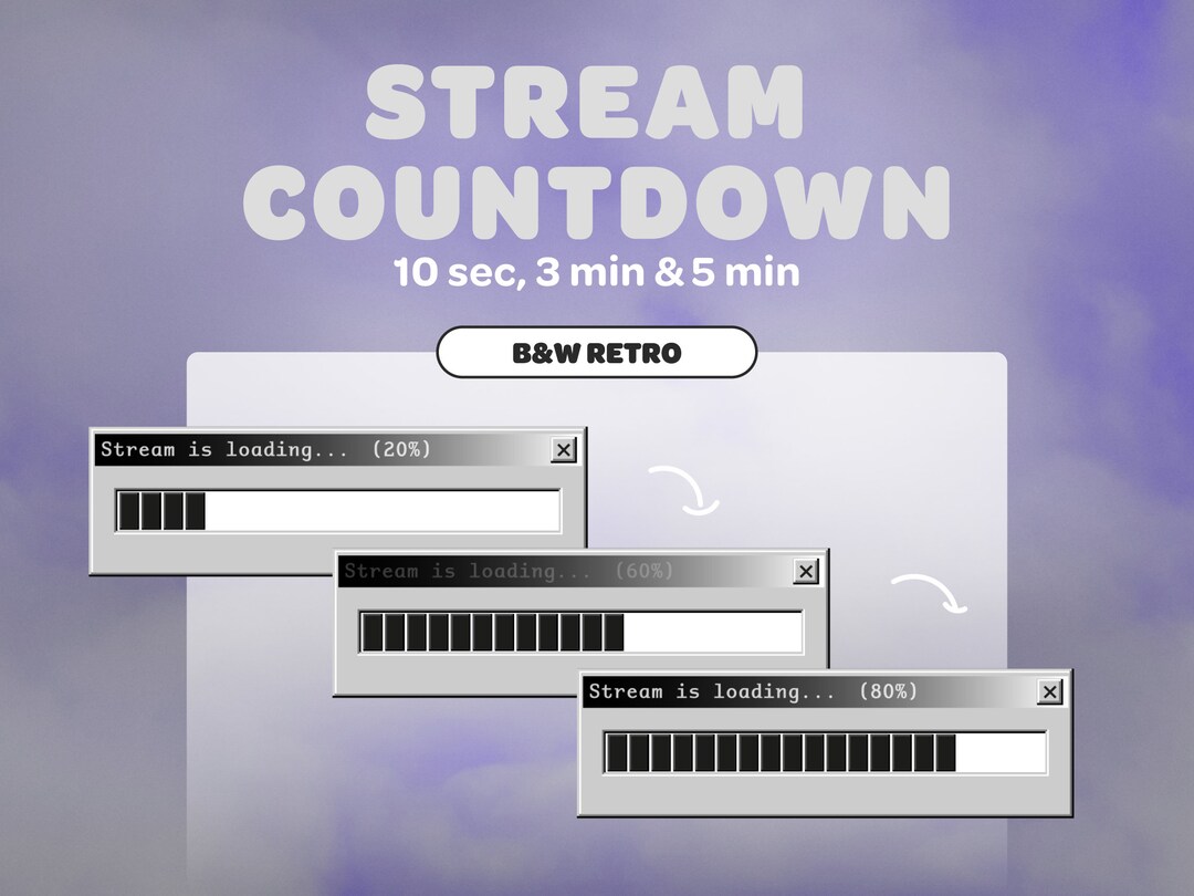 Stream Countdown Timer Black and White Streamer Twitch Discord Youtube