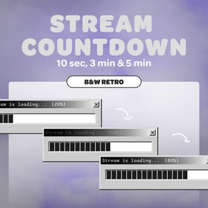 Stream Countdown Timer | Black and White | Streamer | Twitch | Discord | Youtube | Streaming Assets | Y2K | Retro Computer