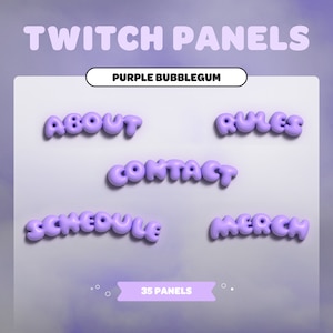 Purple Bubblegum TWITCH PANELS | Cute Pastel Purple | Streamer | Twitch | Streaming Assets