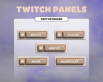 Gaming Keyboard TWITCH PANELS | Beige - Cafe au Lait | Streamer | Twitch | Streaming Assets | Cute