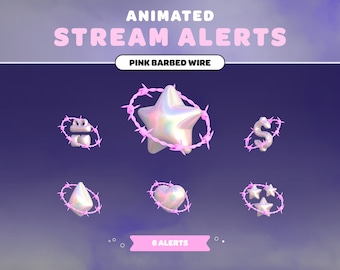 Animated STREAM ALERTS Pink Barbed Wire Y2K | Pink | Minimal | Streamer | Twitch | Stream Overlay | 2000s | 90s Style | Cute | 3D