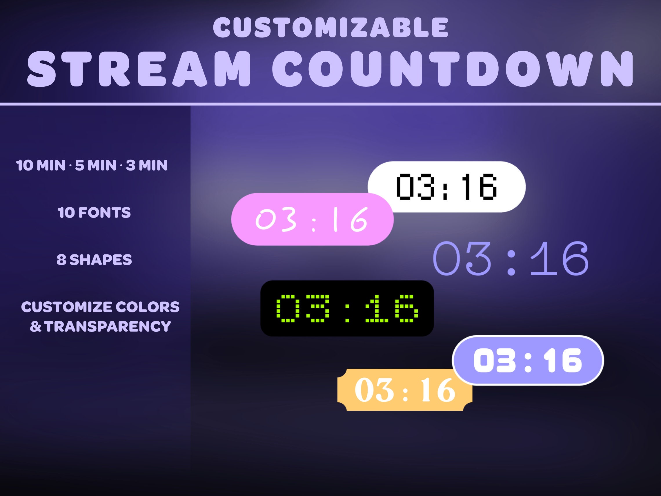 Stream Countdown Customizable 3 Min 5 Min 10 Min