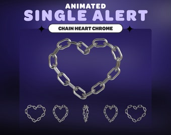 ANIMATED STREAM ALERT Chain Heart Y2K Chrome | Streamer | Twitch | Youtube | Streaming Assets