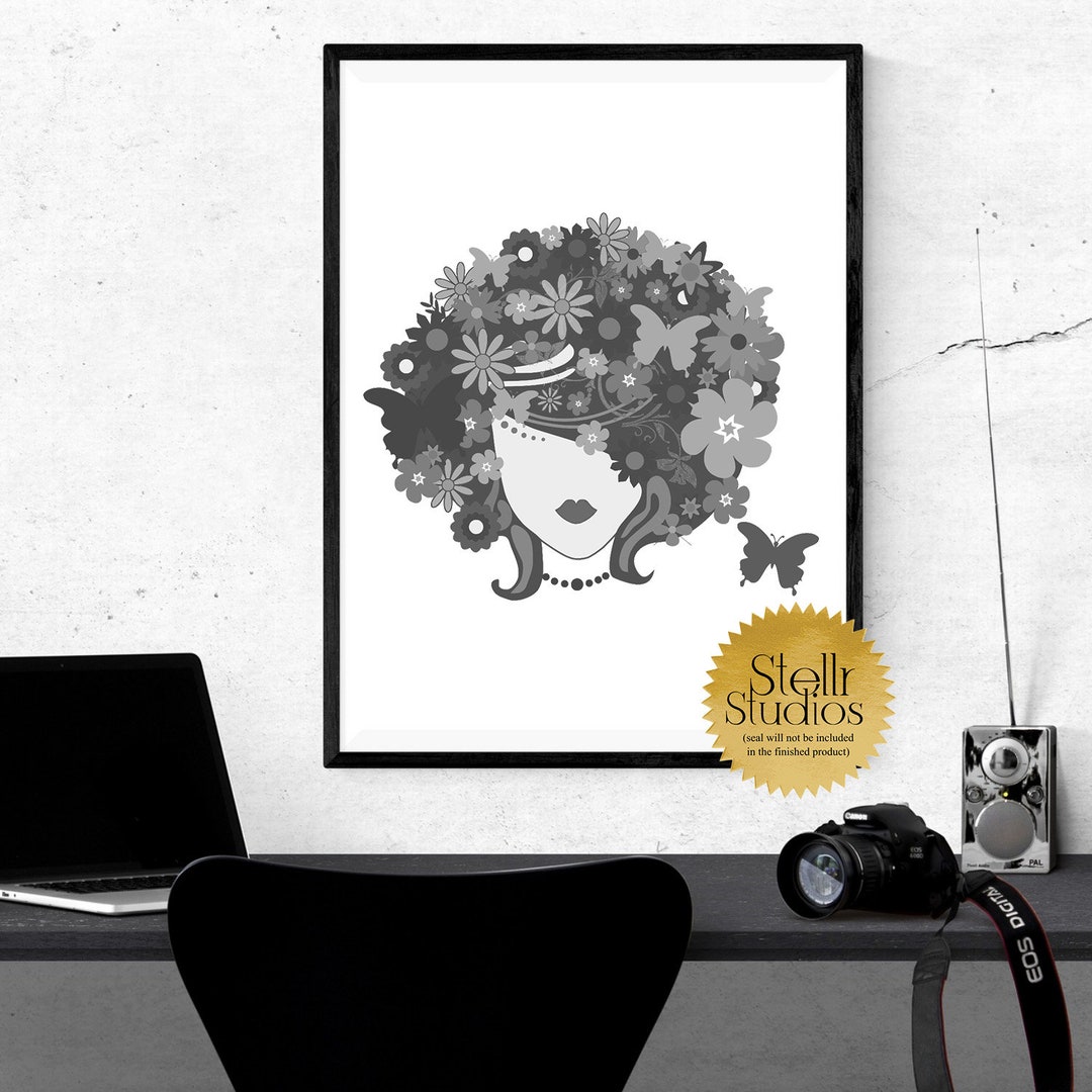 Hair Salon Poster Hair Salon Artwork black and White Hair Salon Wall