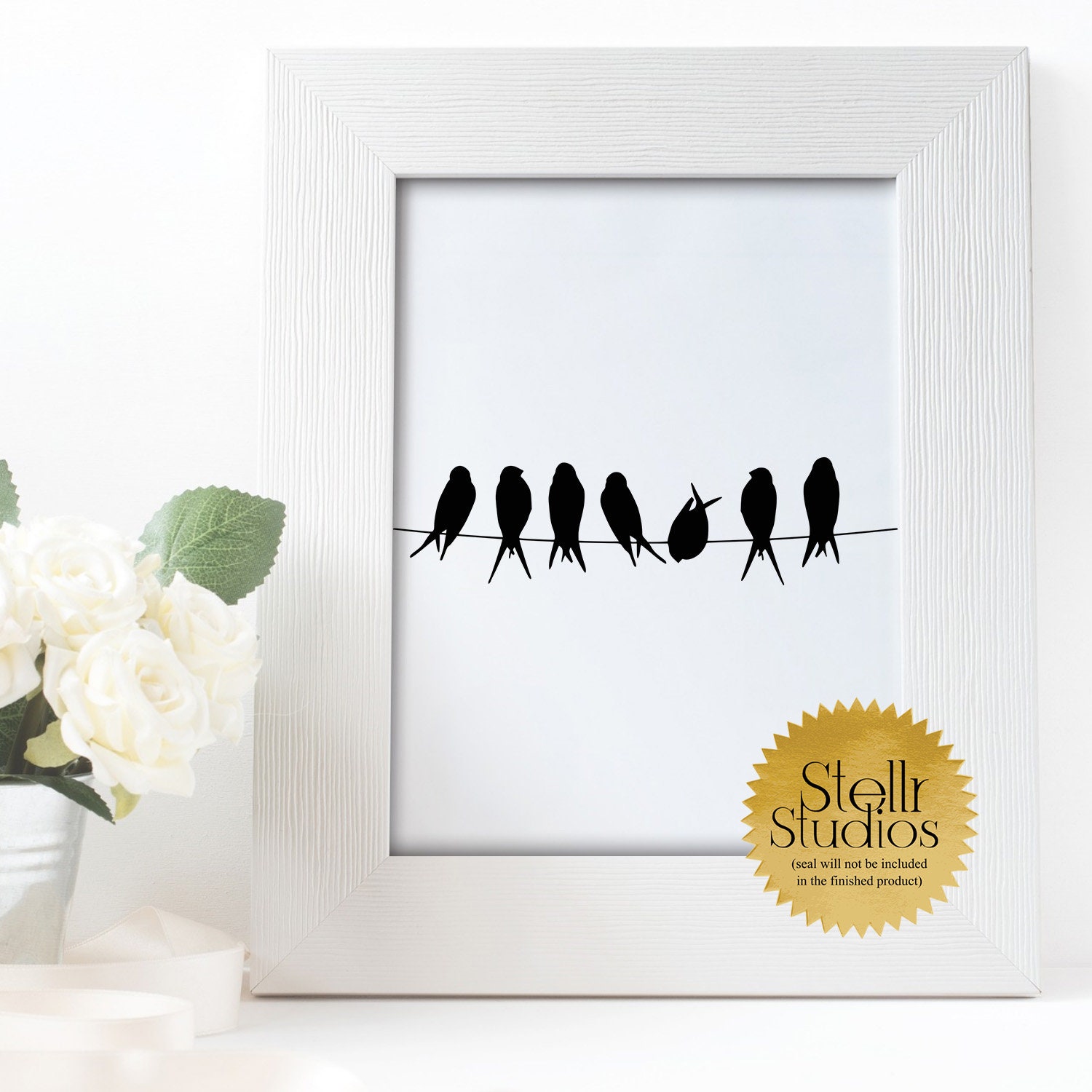 Birds Poster Birds Artwork Black and White Birds Wall Art Etsy UK