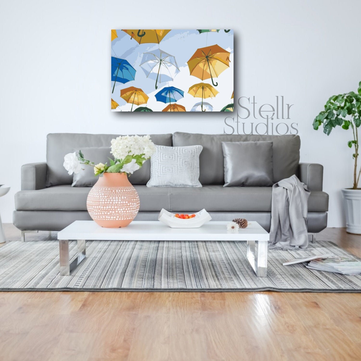 Umbrellas Art Abstract Umbrellas Canvas Print On Canvas Etsy