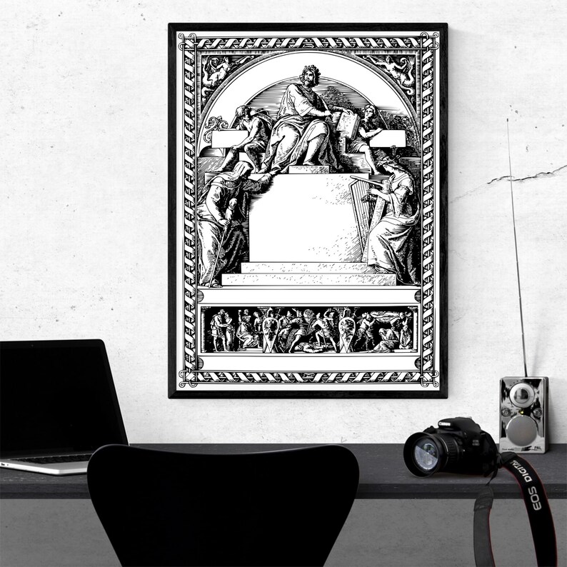 Greece Poster Greece Artwork Black and White Greece Wall Etsy