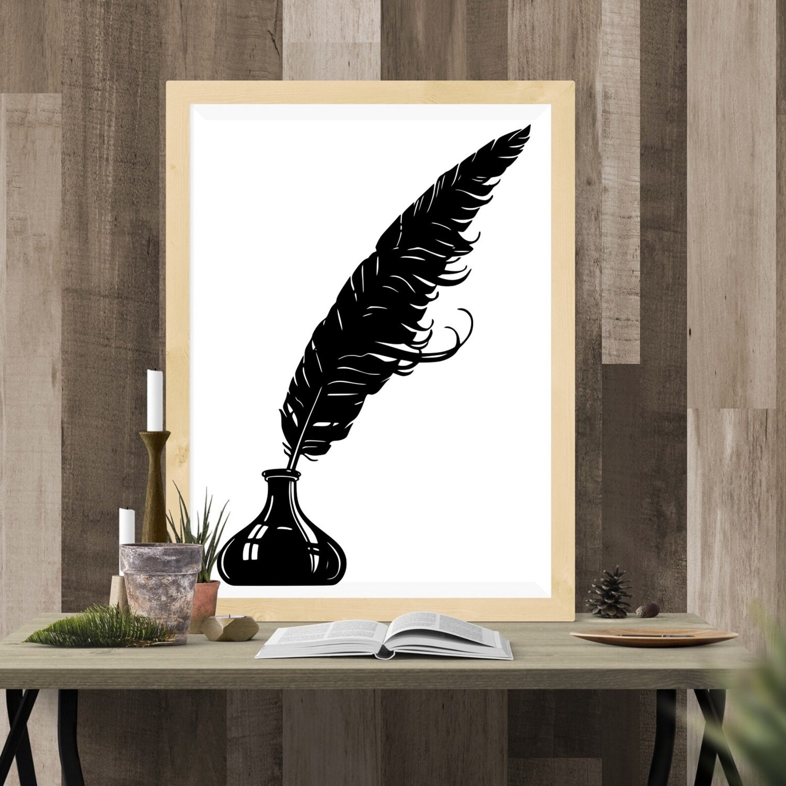 Quill Art Feather Quill Pen Poster Feather Artwork Etsy