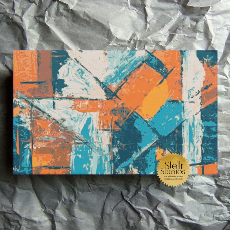 Blue Orange Abstract Art blue Orange Abstract Canvasprint on Etsy