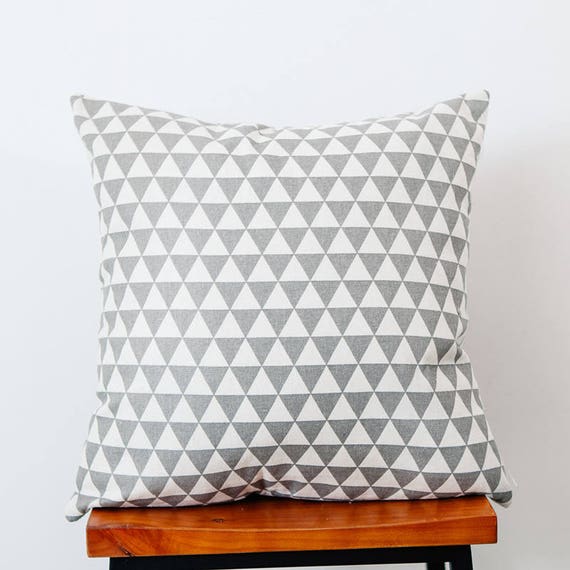 Gray And White Geometric Triangle Pillow Coverfashion Etsy