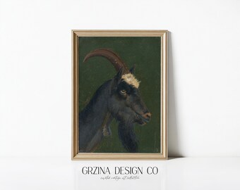 Vintage Painting of a Goat / Moody Wall Art / PRINTABLE / DIGITAL DOWNLOAD / #023