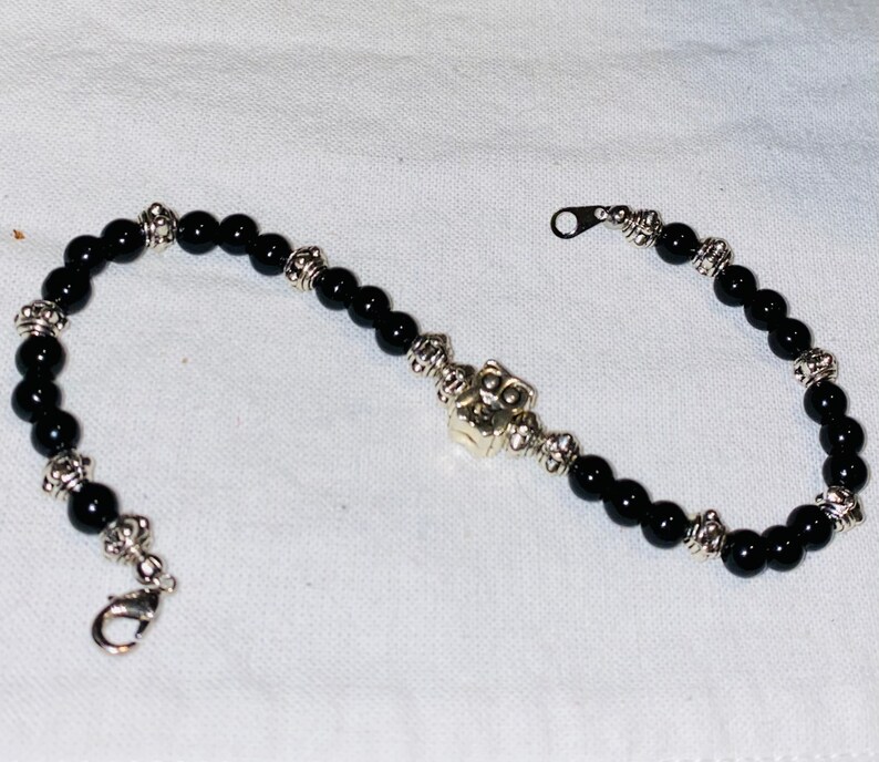 10\u201d Owl Totem and Obsidian Anklet unisex owls gift ideas totem owl spirit animal