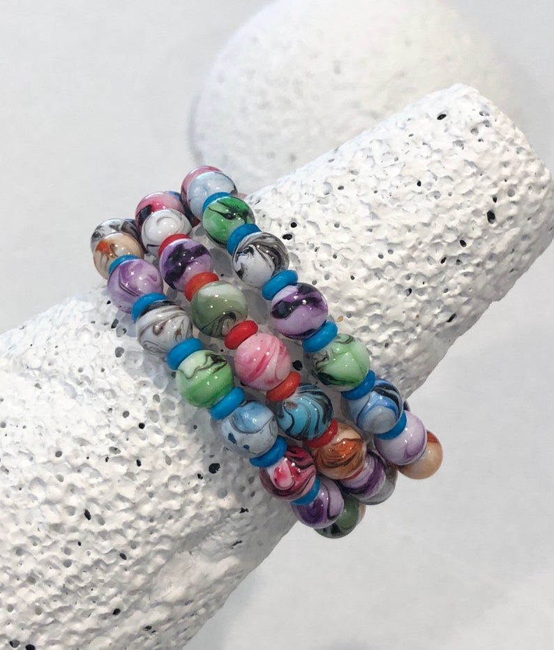 Tie Dye Stretch Bracelet Set 6 34\u201d Long Bracelets