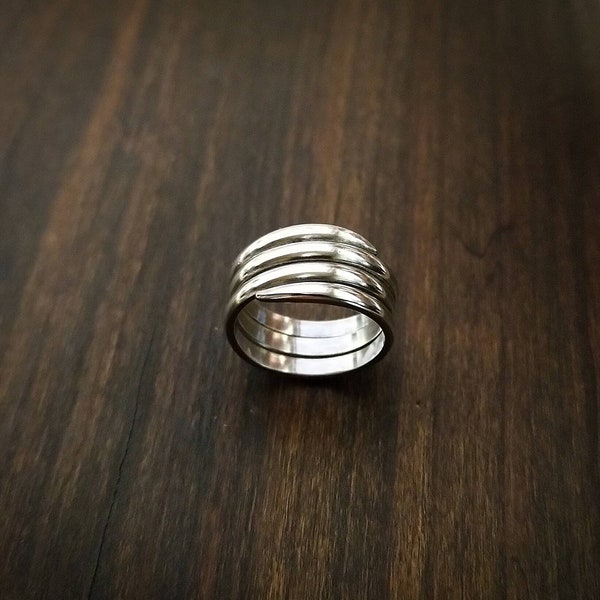 Viking Age Replica Silver Ring, Historical Spiral Ring