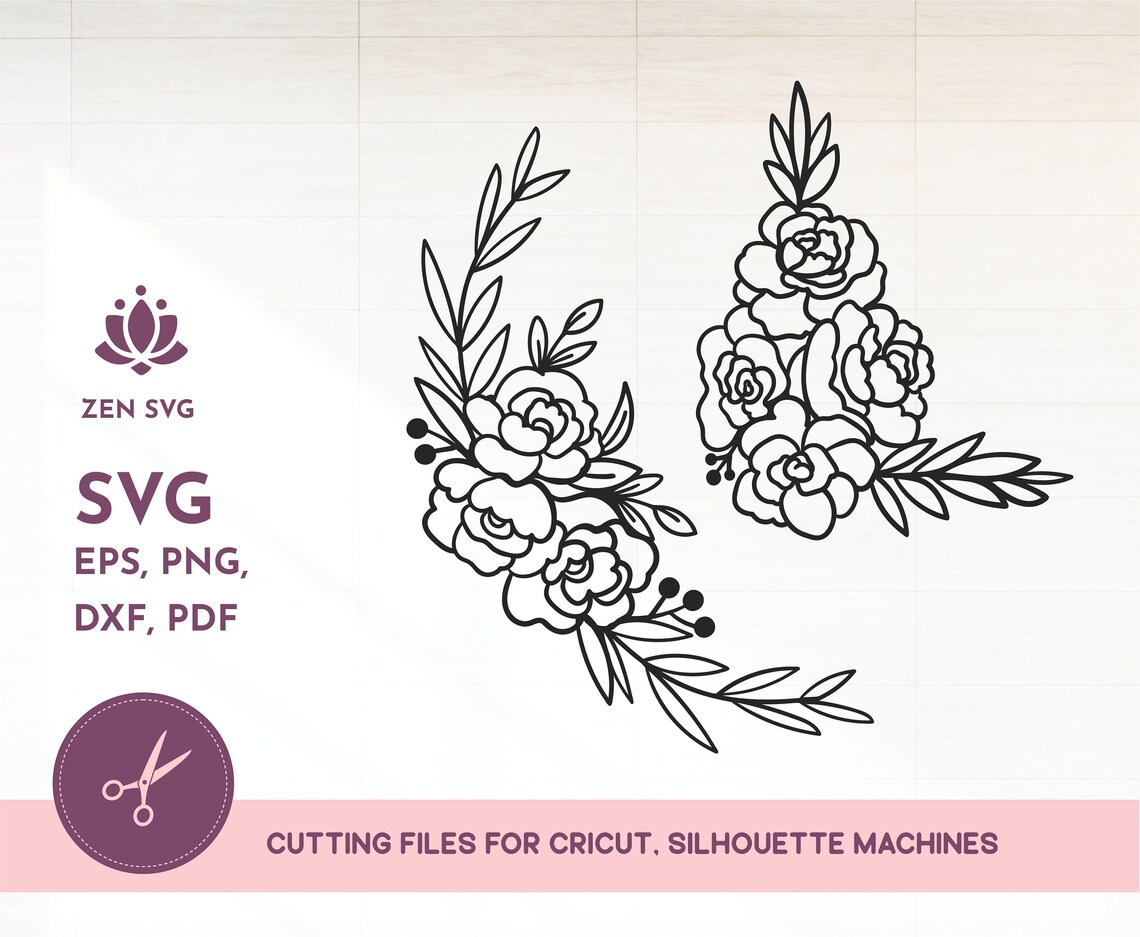 Flower svg Flower wreath svg Floral swag svg Roses svg Etsy